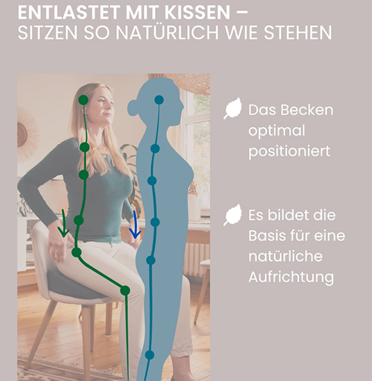 Natürliche Sitzhaltung mit VitaL Steißbeinkissen