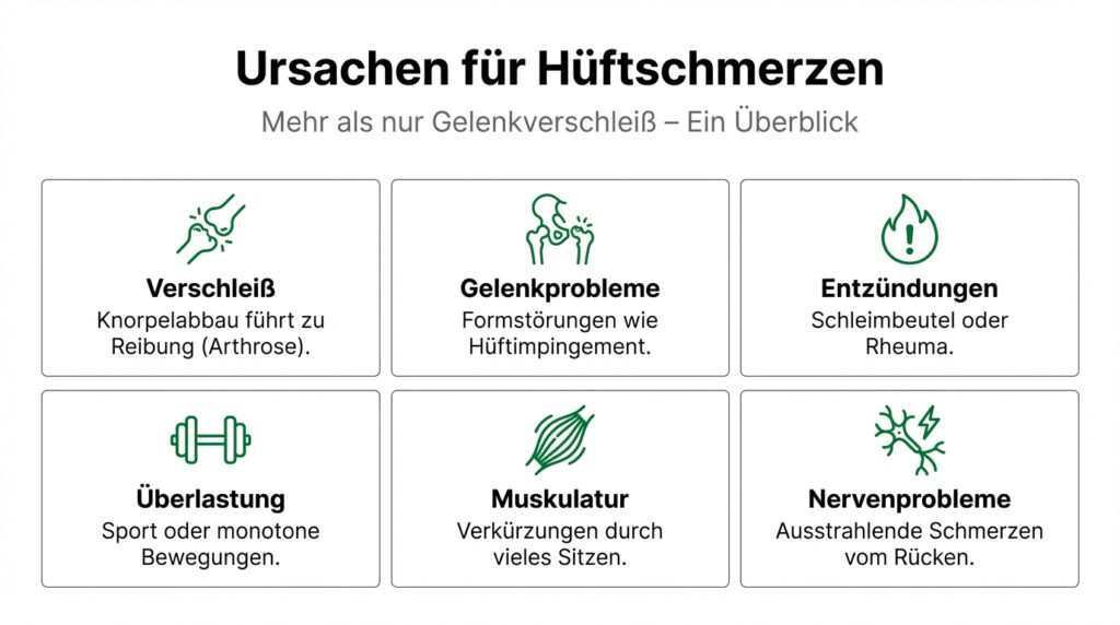 Ursachen für Hüftschmerzen Infografik
