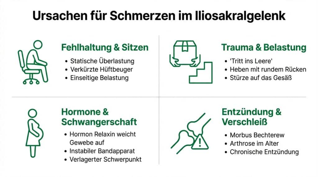 Ursachen für Schmerzen im Iliosakralgelenk im Überblick
