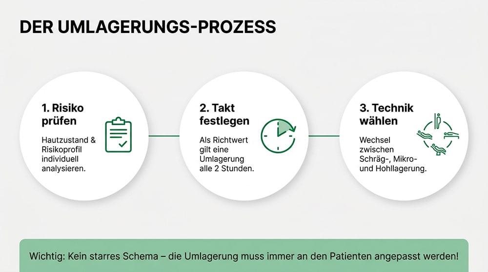 Umlagerungsprozess zur Vorbeugung von Dekubitus