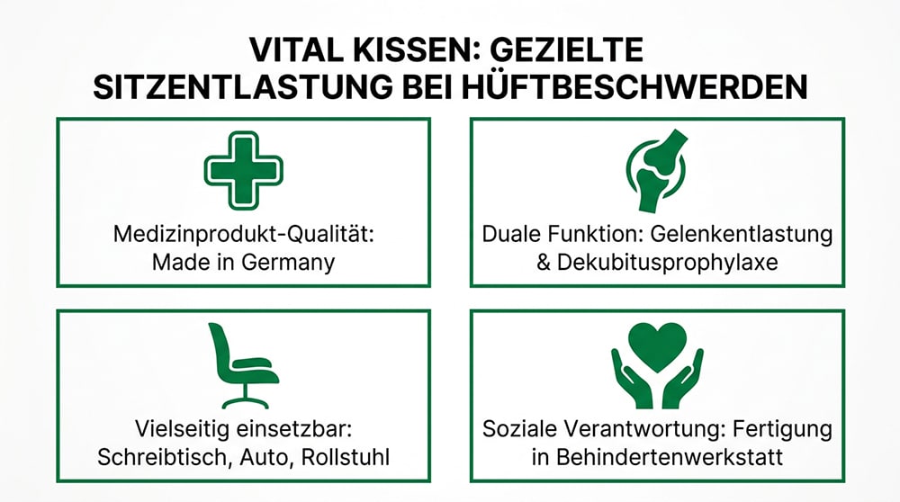 Übersicht der Vorteile eines Sitzkissens zur Druckentlastung