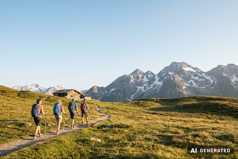 Wandergruppe in den Bergen – regelmäßige Bewegung beugt Nackenschmerzen vor
